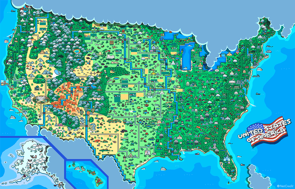 The United Of America 8 Bit Map Of The USA NetCredit